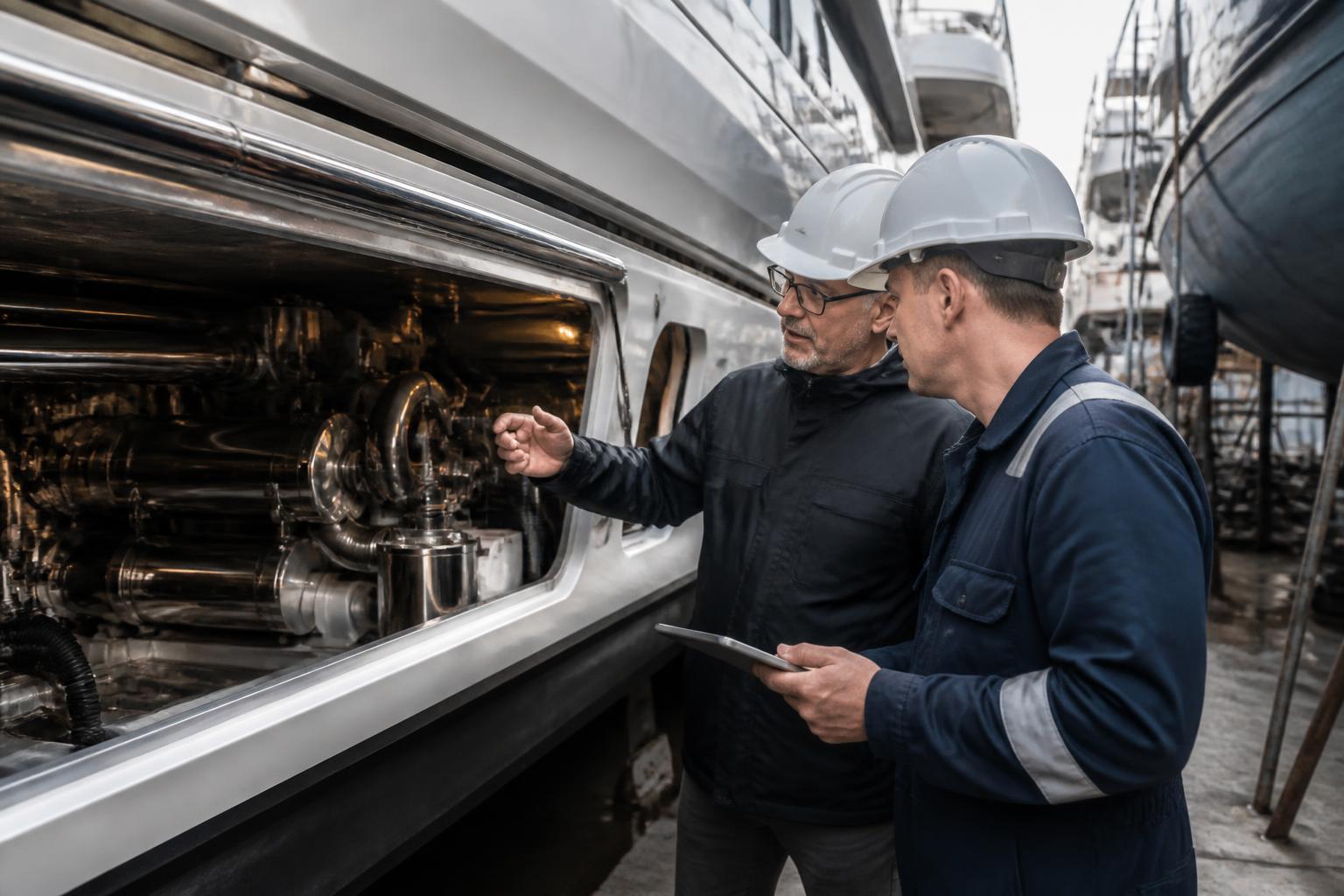 Owner’s representative supervising technical work dockside