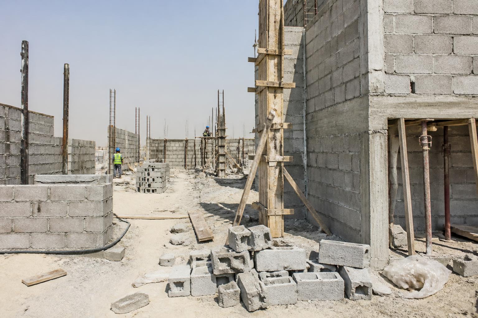 Conventional masonry construction exposed to site conditions