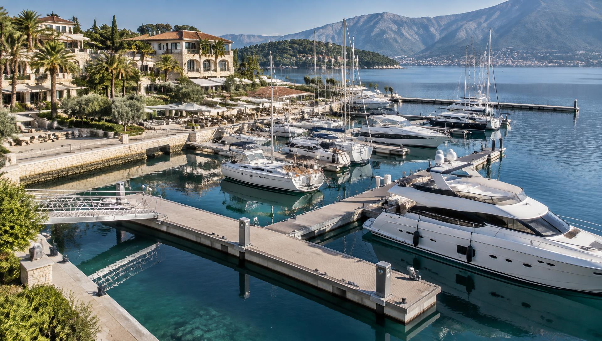 Completed premium resort marina and pontoon network